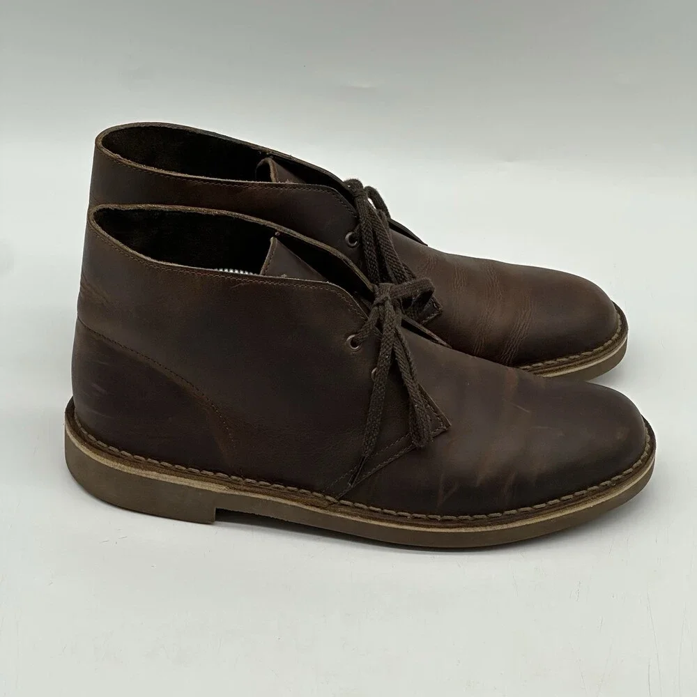 Clarks Originals Desert Beeswax Brown Leather Crepe Sole Chukka Boots Men's 8.5M
